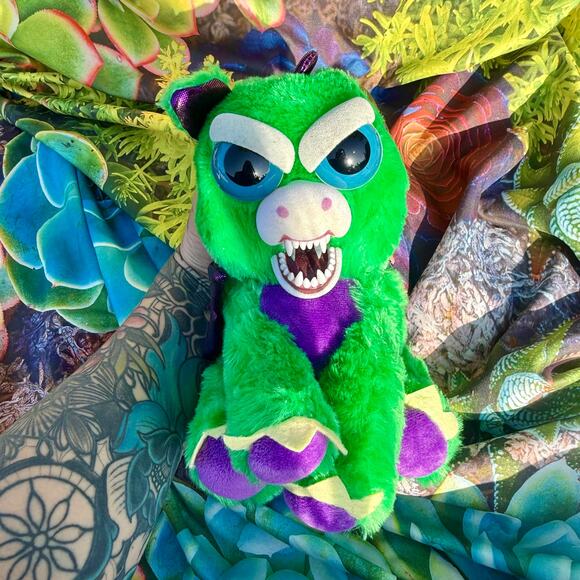 EUC Feisty Pets Fabio Flamefart Black & Green Dragon Plush Toy 2017 - Picture 4 of 7